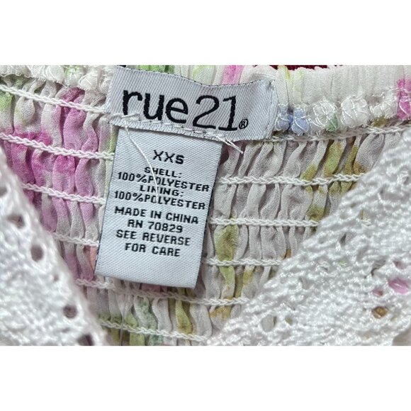 Rue 21 - Women's Summer Sleeveless High Low Hem Ruffle Floral Dress - White -XXS - Picture 8 of 16